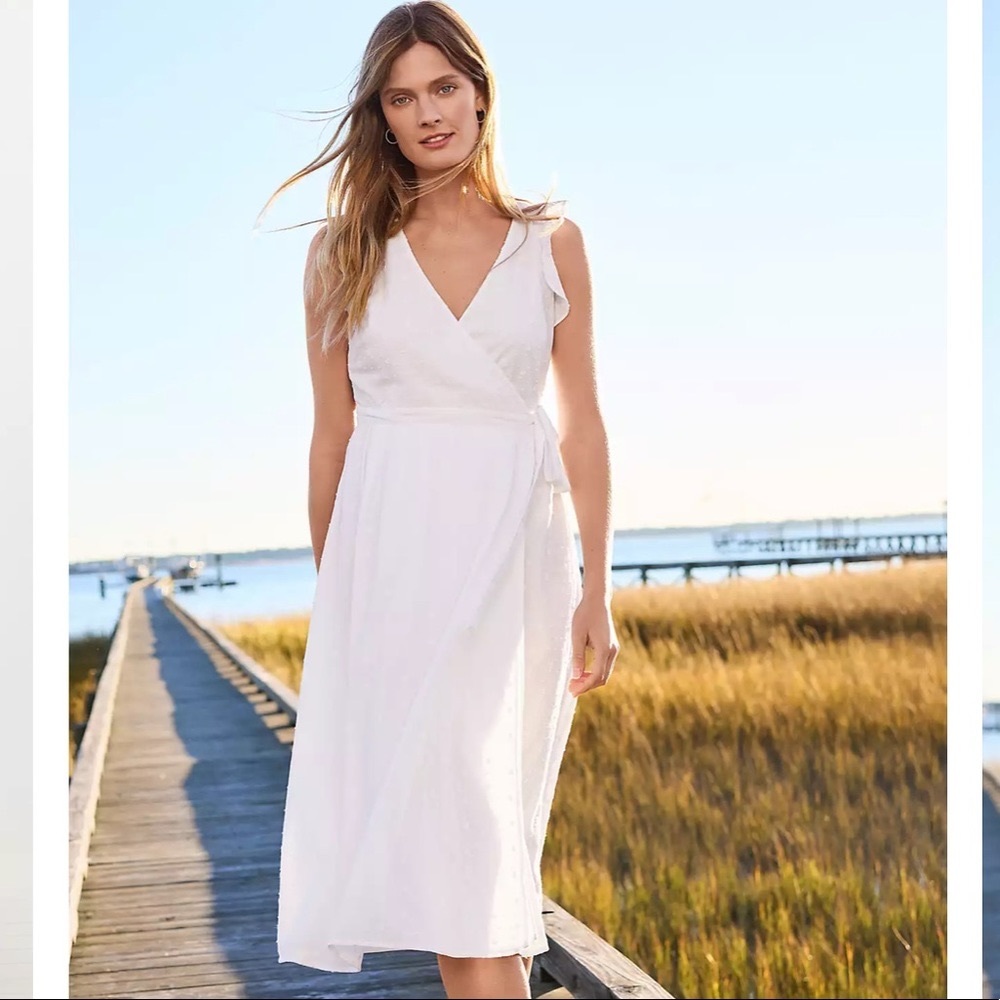 Loft white eyelet wrap dress
